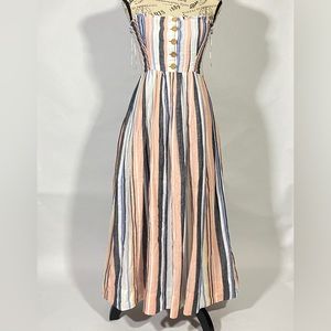 Free people lilah multi striped pleated midi dress